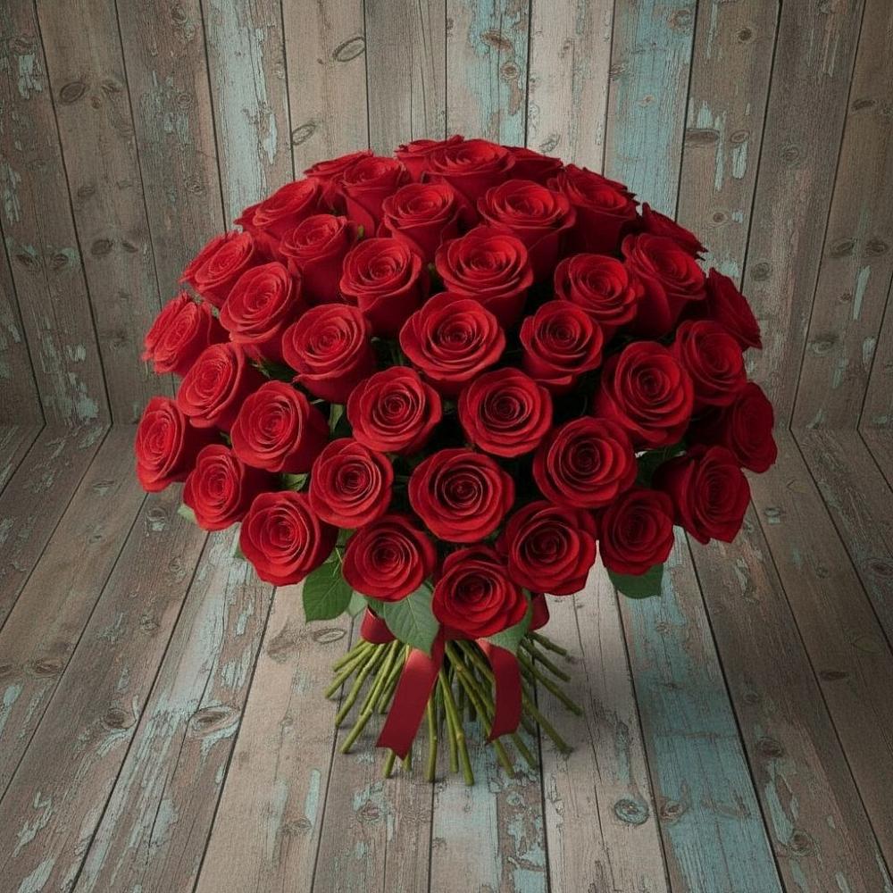 Букет 55 Красных роз Фридом в Арти