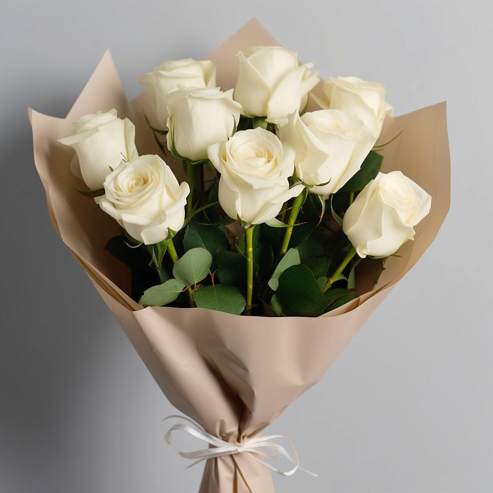 Букет 9 Белых роз Эдлесс Лав в Арти