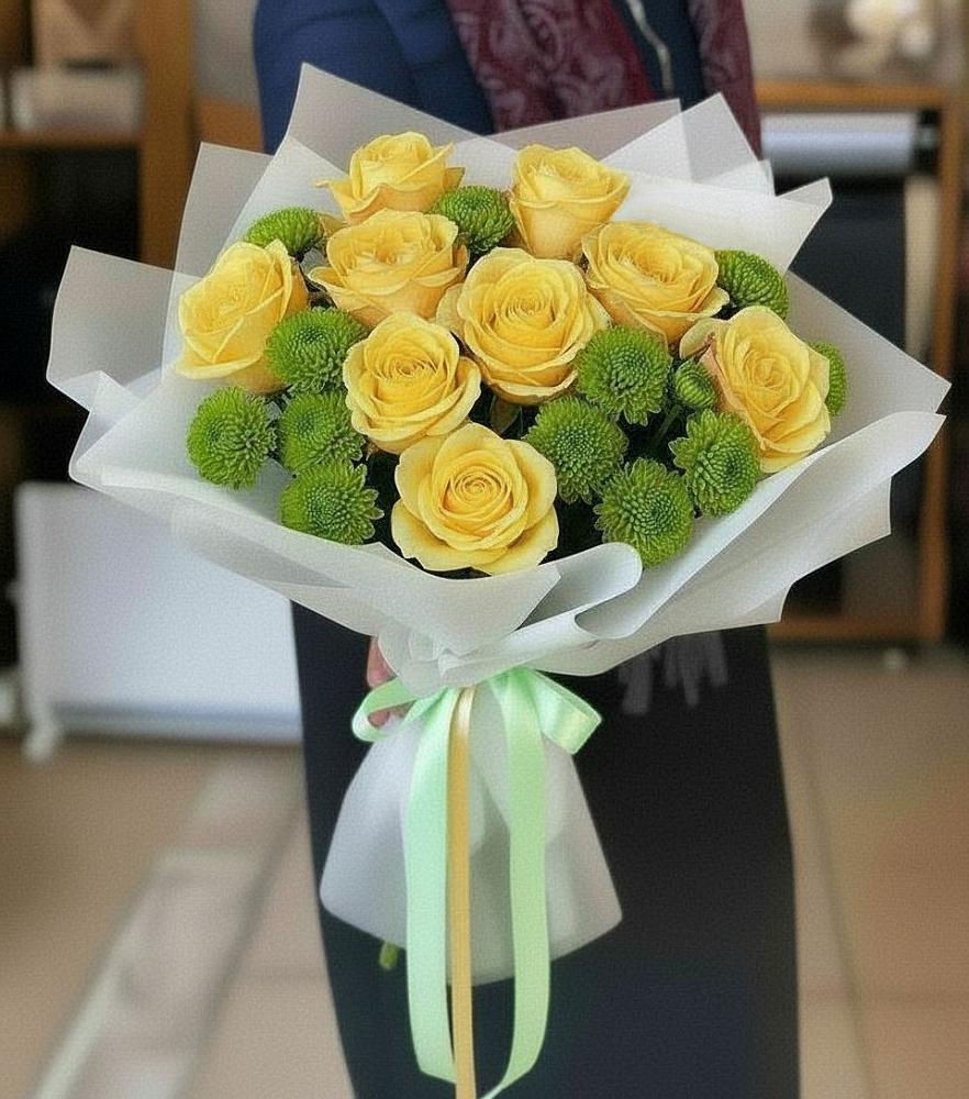 Букет цветов из: Хризантемы и Розы в Арти