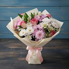 Букет цветов из:  Хризантемы, Альстромерии и Розы в Арти