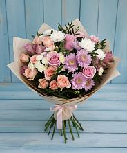 Букет цветов из:  Хризантемы, Розы и Альстромерии #REPLACE_PRED# Арти